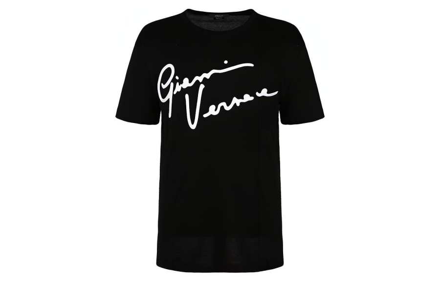 VERSACE T Shirts Men's Black Crew Neck Moderate Straight Fit