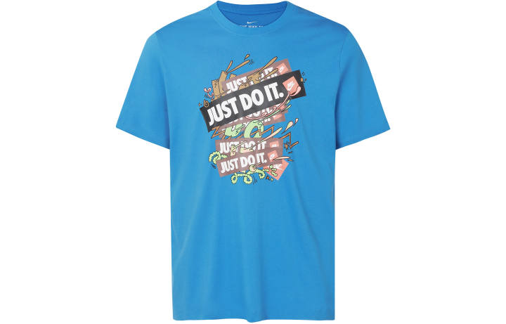 Nike Nike T Shirts Men's Blue Crew Neck Moderate Straight Fit