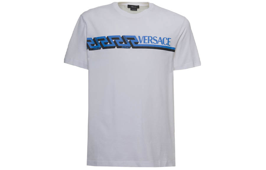 VERSACE T Shirts Men's White Crew Neck Straight Fit