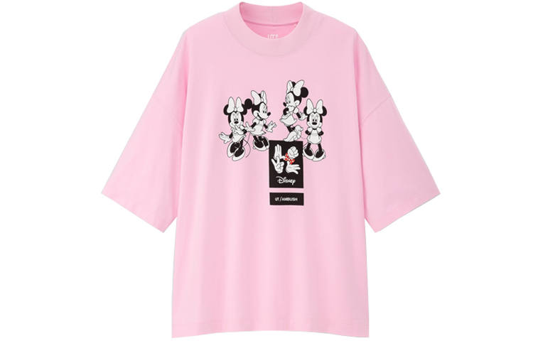 UNIQLO Drop Shoulder Sleeve T Shirt Women's Pink