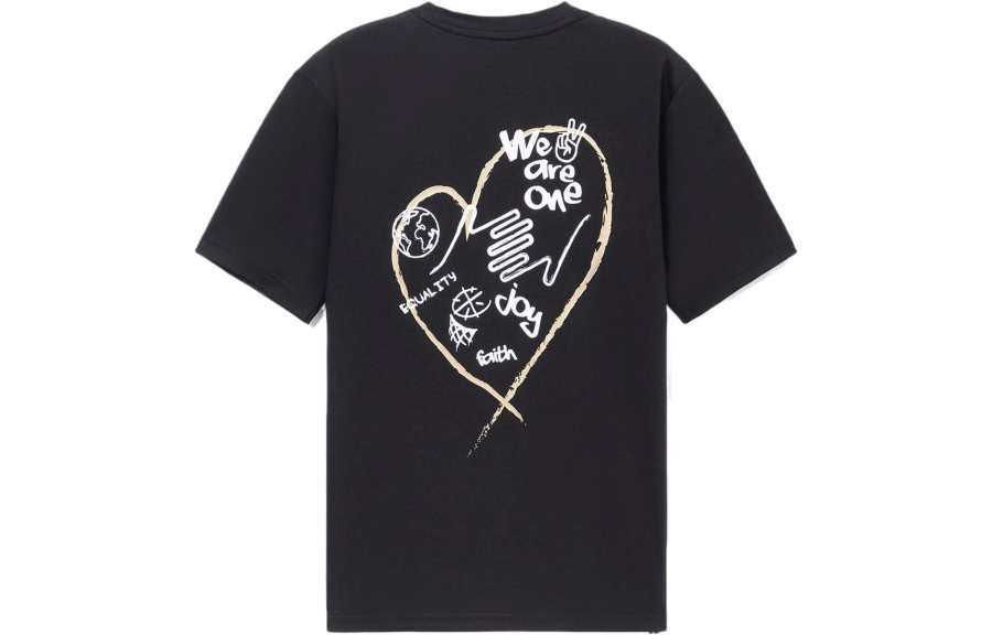 Li-Ning Li Ning T Shirts Men's Black Crew Neck Moderate Straight Fit