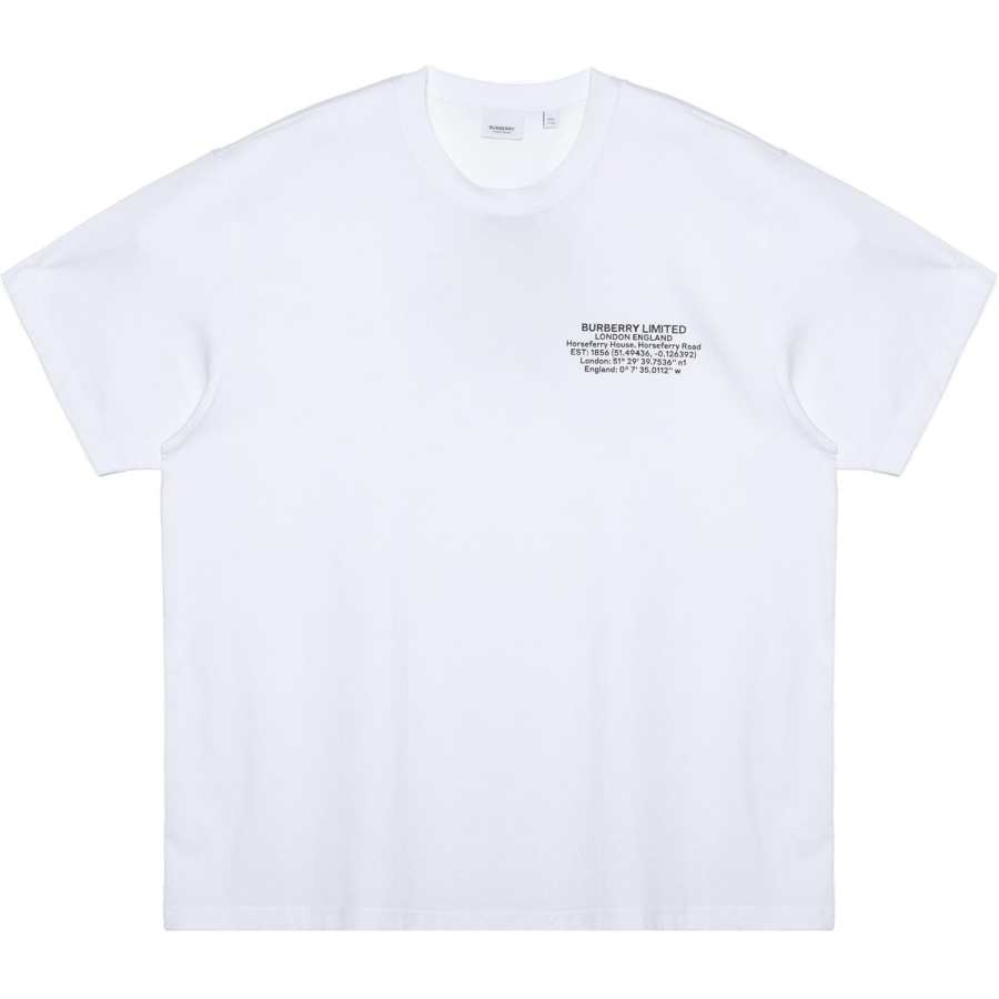 Burberry Location Print Cotton Oversized T Shirt