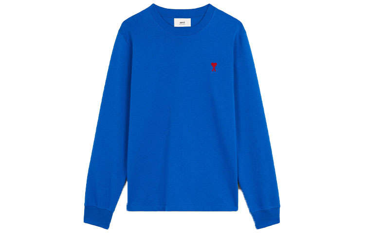 AMIPARIS T Shirts Men's Royal Blue Crew Neck Moderate Straight Fit