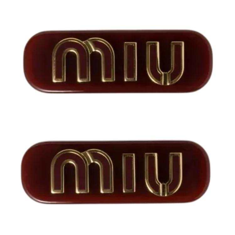 MIU MIU Metal Hair Clips Unisex Amaranth Red