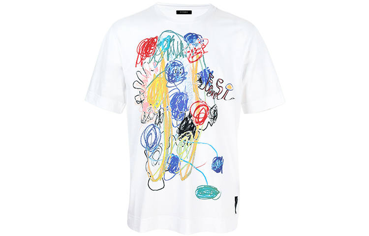 FENDI T Shirts Men's White Crew Neck Moderate Straight Fit