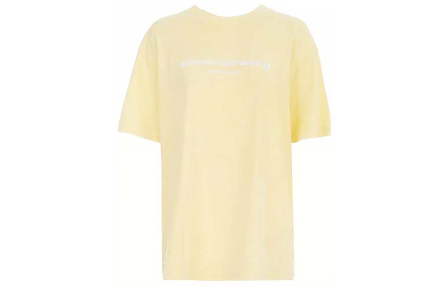 Alexander Wang T Shirts Unisex Beige Crew Neck Moderate Straight Fit
