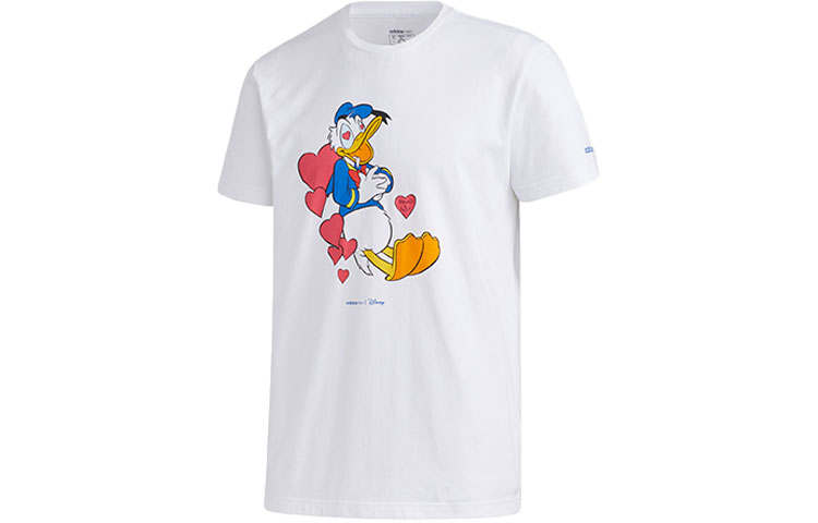 Adidas Neo X Disney T Shirts Men's White Crew Neck Moderate Straight Fit