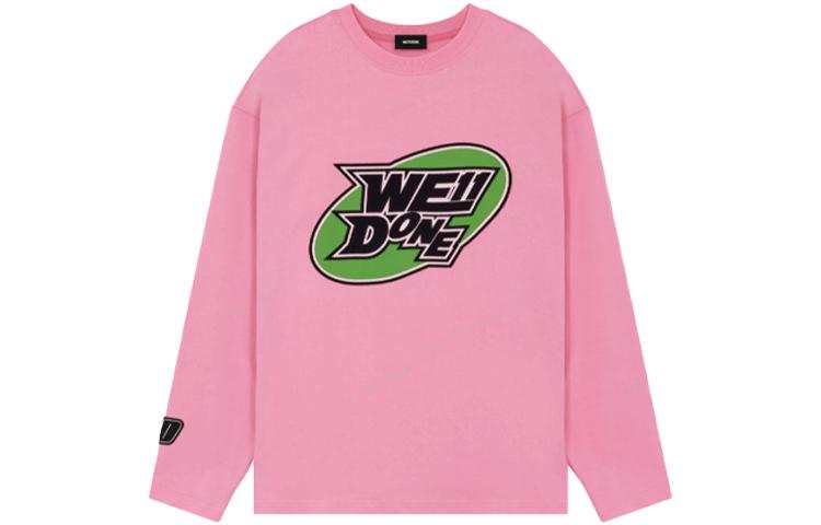 WE11DONE T Shirts Unisex Pink Crew Neck Moderate Straight Fit
