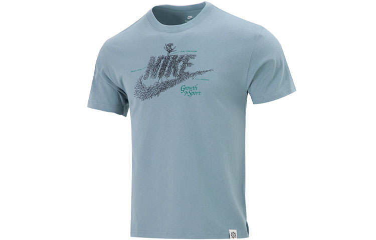 Nike Nike T Shirts Men's Gray Blue Crew Neck Moderate Straight Fit