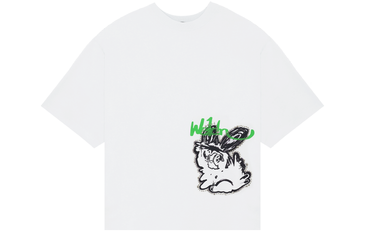 WE11DONE T Shirts Unisex White Crew Neck Moderate Straight Fit