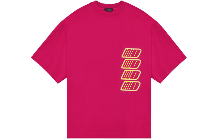 WE11DONE T Shirts Unisex Pink Crew Neck Moderate Straight Fit