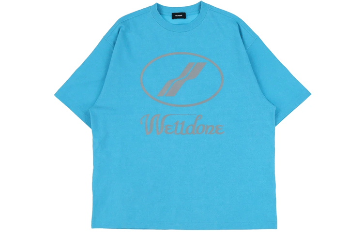 WE11DONE T Shirts Unisex Blue Crew Neck Moderate Straight Fit