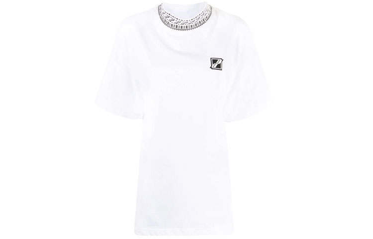 WE11DONE T Shirts Unisex White Crew Neck Moderate Straight Fit