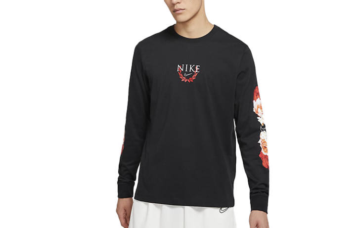 Nike Nike T Shirts Men's Black Crew Neck Moderate Straight Fit
