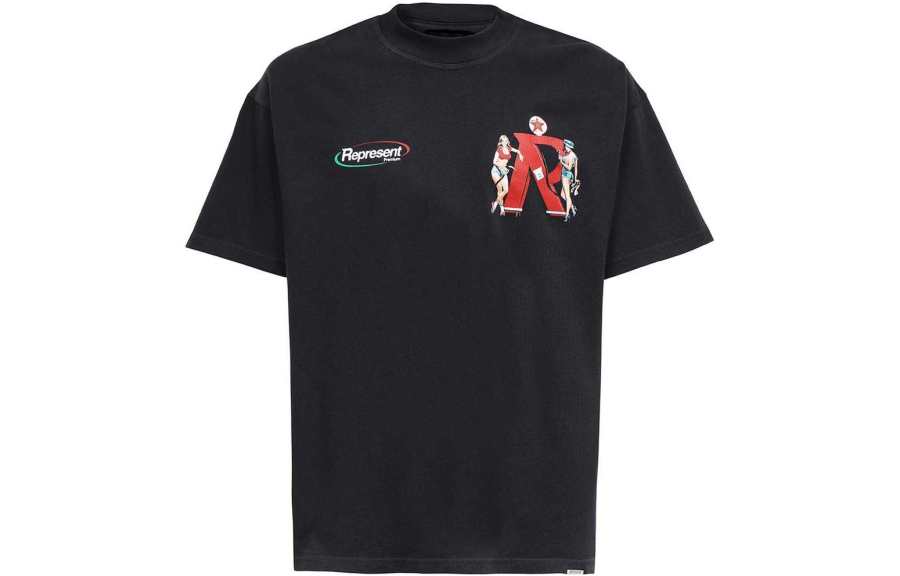 REPRESENT REPRESENT T Shirts Men's Black Crew Neck Moderate Straight Fit