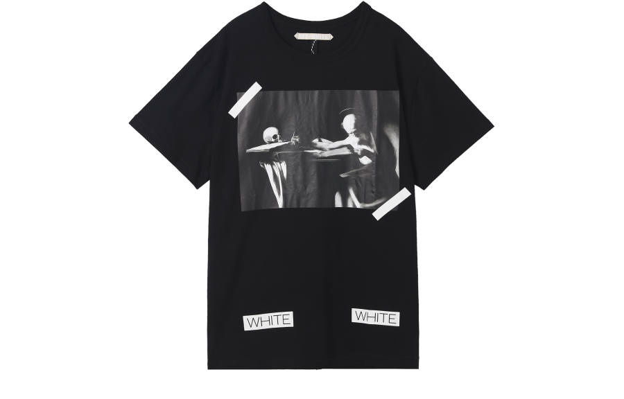 OFF-WHITE OFF WHITE T Shirts Men's Black Crew Neck Moderate Straight Fit