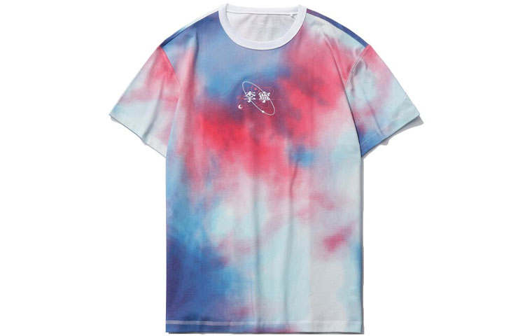 Li-Ning Li Ning Sports Fashion Collection T Shirts Men's Blue Pink Crew Neck Moderate Straight Fit