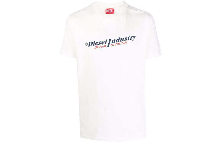 DIESEL T Shirts Men's White Crew Neck Moderate Straight Fit