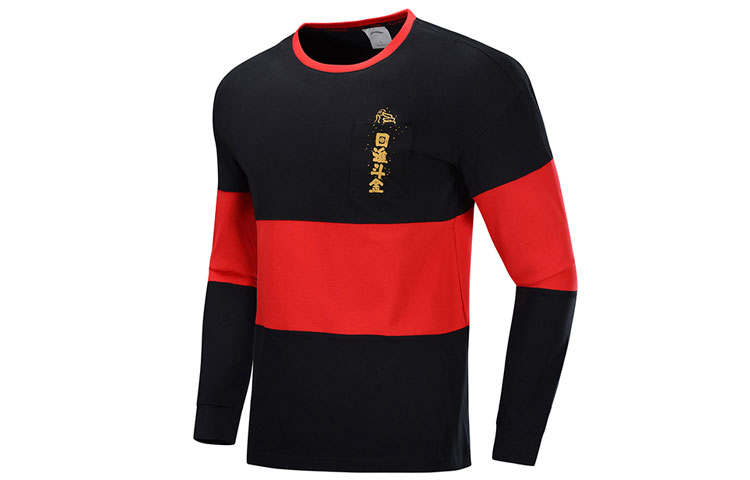 Li-Ning Li Ning T Shirts Men's Black Crew Neck Moderate Straight Fit