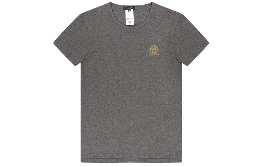 VERSACE T Shirts Men's Gray Crew Neck Moderate Straight Fit