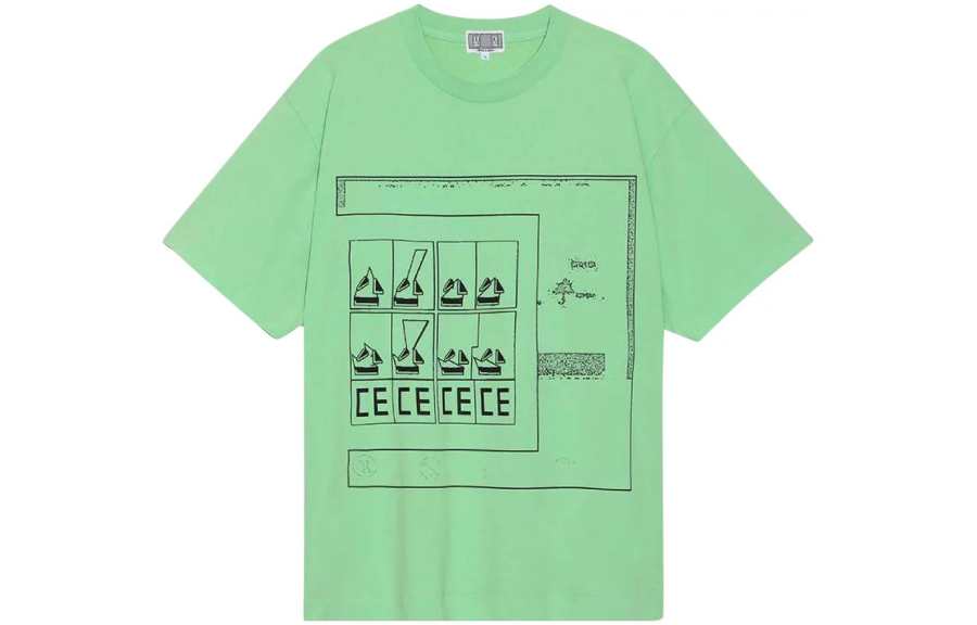 Cav Empt T Shirts Men's Light Green Crew Neck Moderate Straight Fit