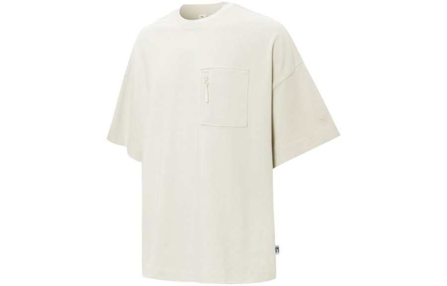 PUMA T Shirts Unisex White Crew Neck Moderate Straight Fit