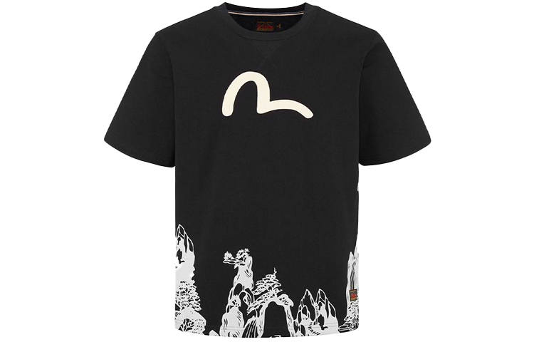 EVISU EVISU T Shirts Men's Black Crew Neck Moderate