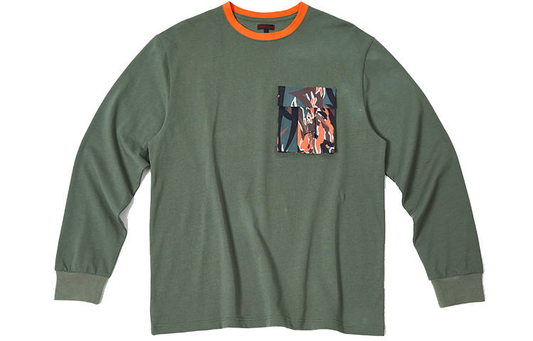 CLOT T Shirts Men's Olive Green Crew Neck Moderate Straight Fit