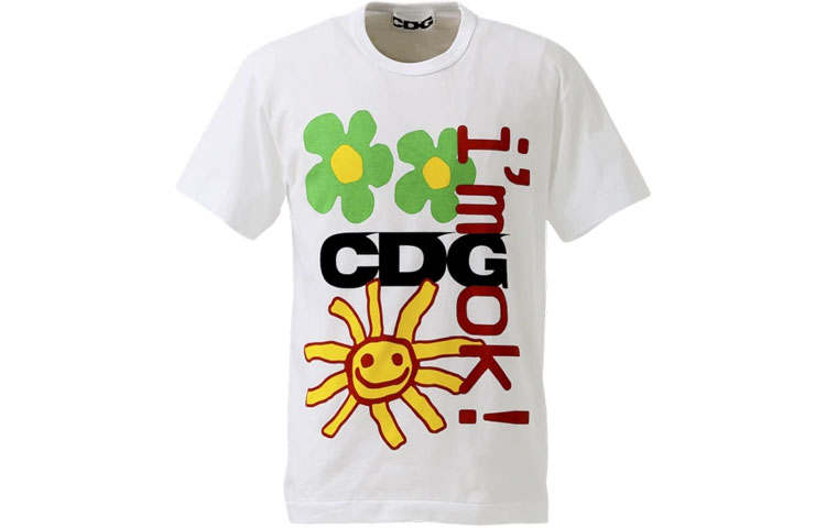 CDG X Cactus Plant Flea Market T Shirts Unisex White Crew Neck Moderate Straight Fit