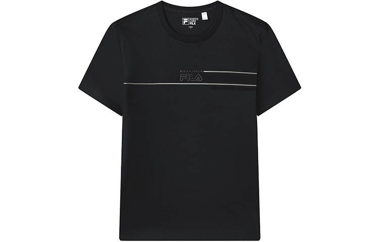 FILA T Shirts Men's Jet Black Crew Neck Moderate Straight Fit