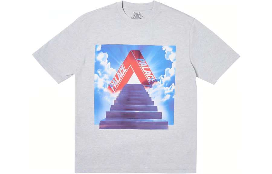 PALACE T Shirts Unisex Gray Crew Neck Moderate Straight Fit