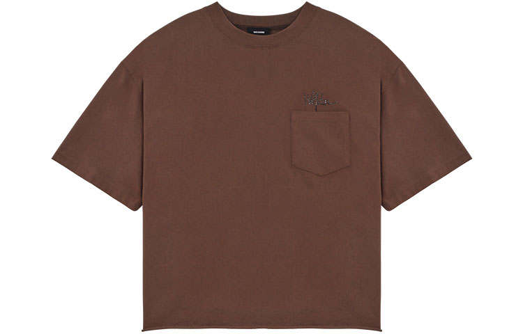 WE11DONE T Shirts Unisex Brown Crew Neck Moderate Straight Fit