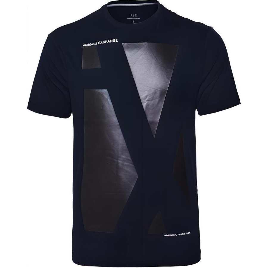 ARMANI EXCHANGE T Shirts Men's Navy Blue Crew Neck Moderate Straight Fit