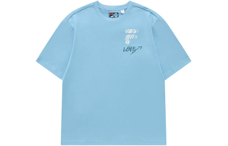 FILA FUSION Drop Shoulder Sleeve T Shirt Unisex Narcissus Blue