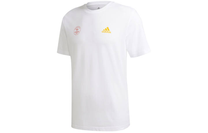 Adidas Adidas T Shirts Men's White Crew Neck Moderate Straight Fit