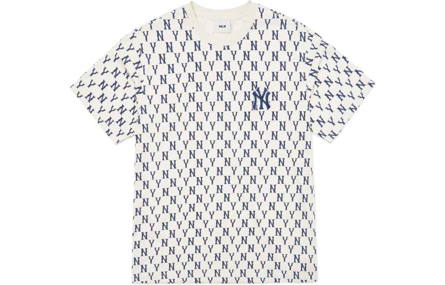 MLB New York Yankees T Shirts Unisex Cream Crew Neck Moderate