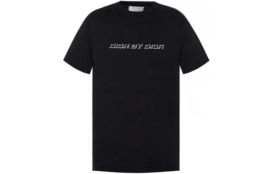 DIOR Quarterly New Products T Shirts Men's Black Crew Neck Moderate Straight Fit