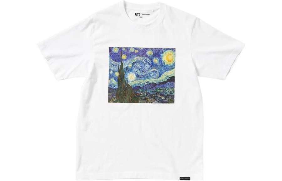 UNIQLO T Shirts Unisex White Crew Neck Moderate Straight Fit