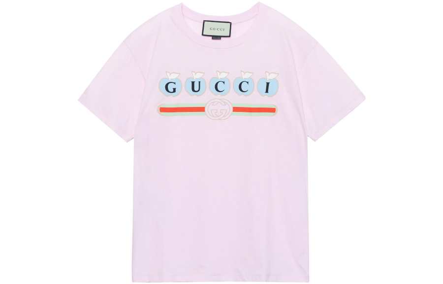 GUCCI T Shirts Unisex Pink Crew Neck Moderate