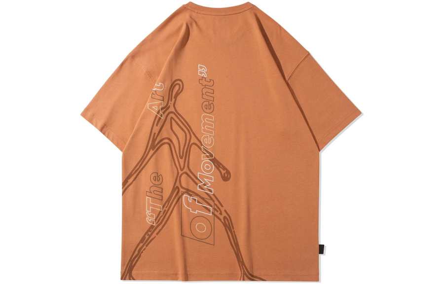 Li-Ning Li Ning T Shirts Men's Umber Crew Neck Moderate Straight Fit