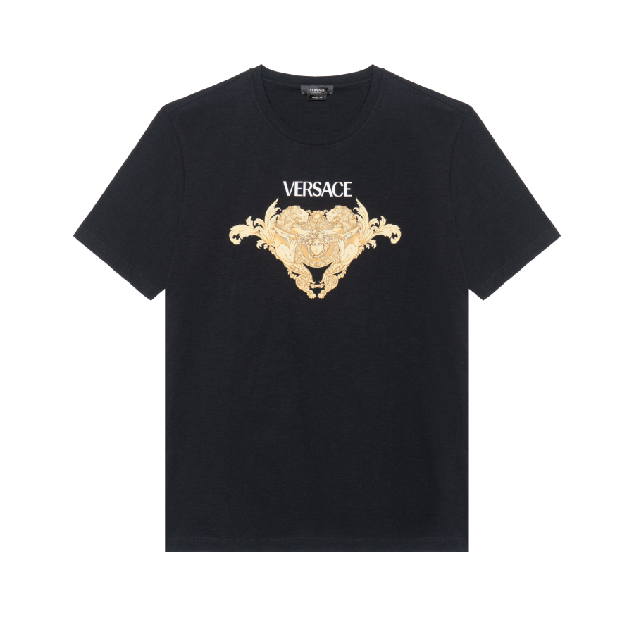 VERSACE VERSACE Men Baroque Logo Tee Black