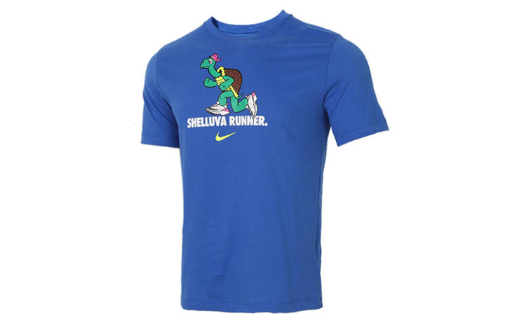 Nike Nike T Shirts Men's Royal Blue Crew Neck Moderate Straight Fit