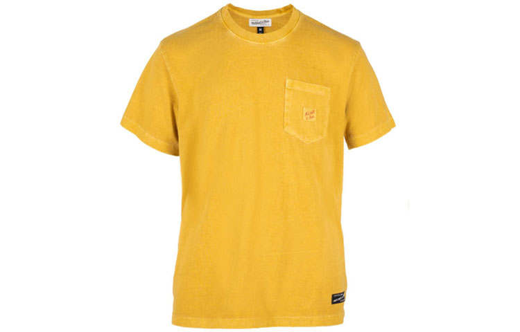 Mitchell Ness T Shirts Unisex Yellow Crew Neck Moderate Straight Fit