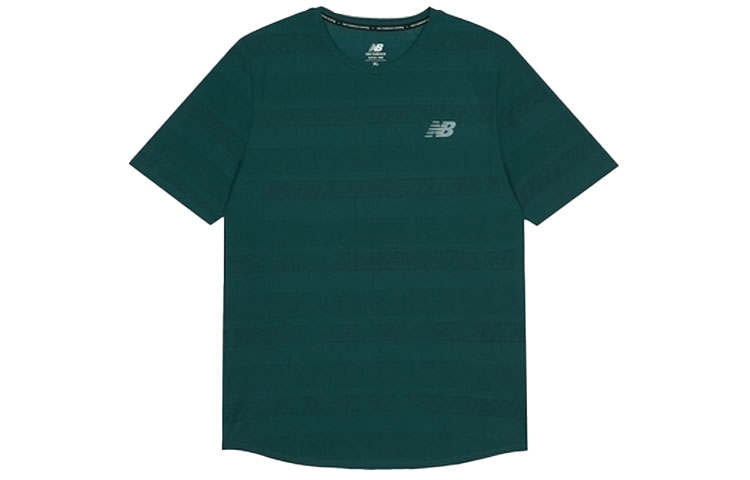 New Balance New Balance T Shirts Men's Green Crew Neck Moderate Straight Fit
