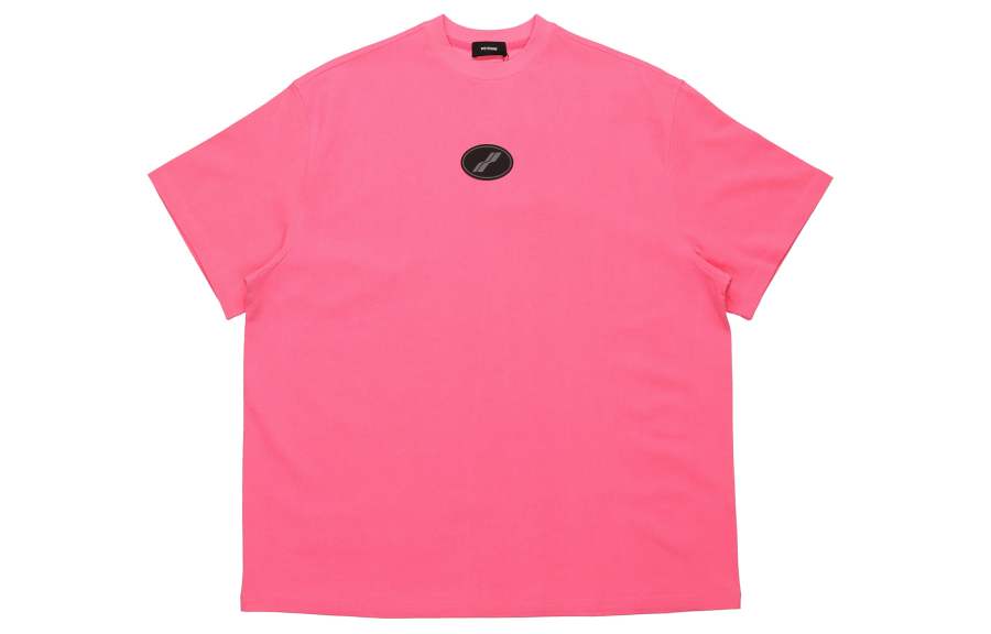 WE11DONE T Shirts Unisex Pink Crew Neck Moderate Straight Fit