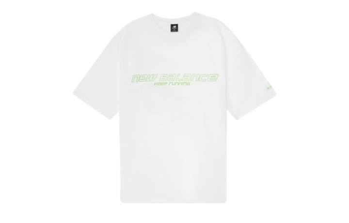 New Balance New Balance T Shirts Men's White Crew Neck Moderate Straight Fit