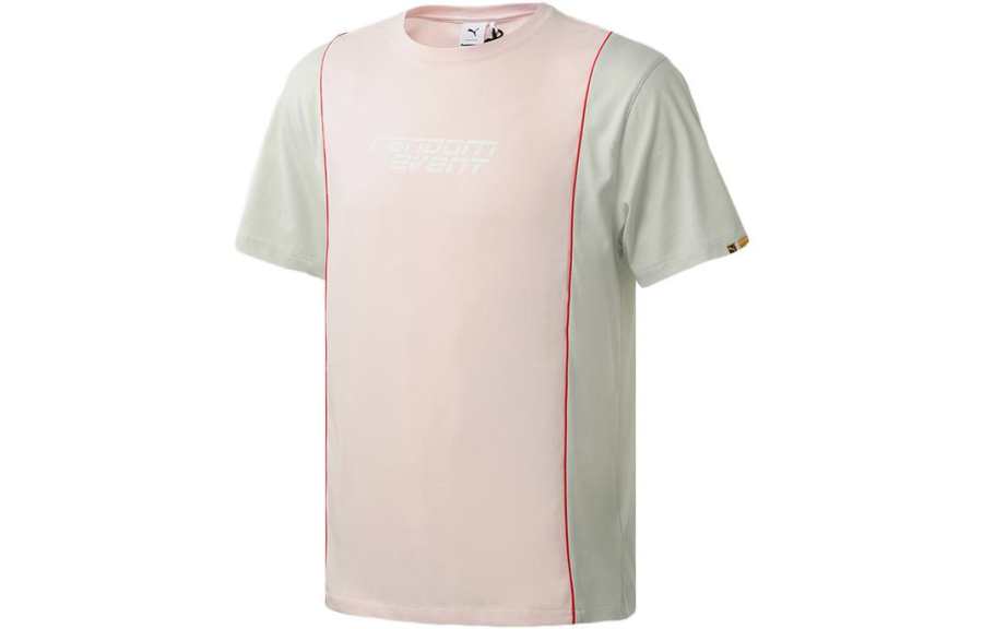 PUMA T Shirts Unisex Pink Crew Neck Moderate Straight Fit