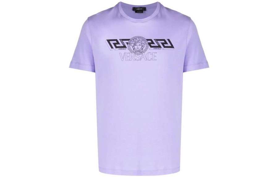 VERSACE Men New Logo Tee Lilac & White