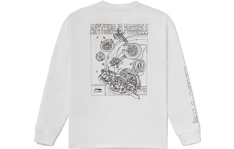 Li-Ning Li Ning Sports Trendy Collection T Shirts Men's White Crew Neck Moderate Straight Fit