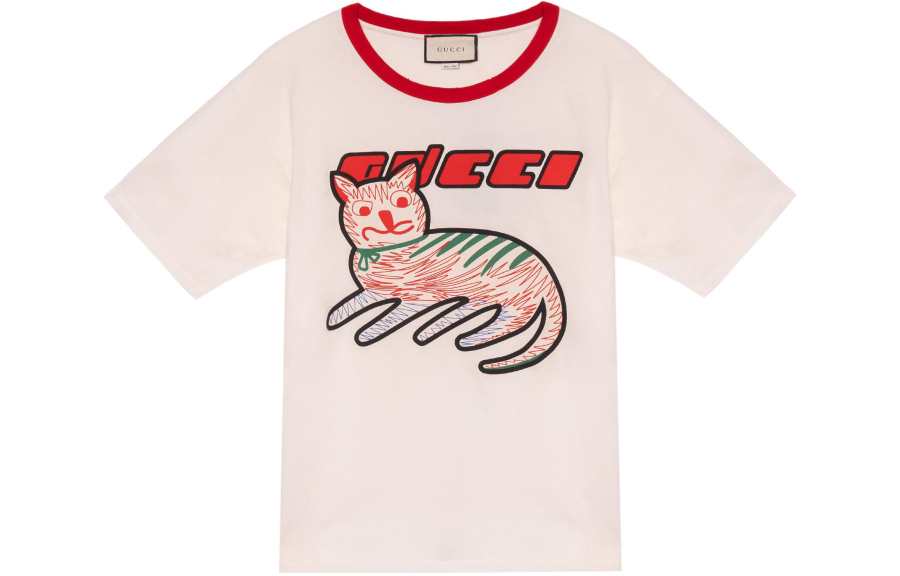 GUCCI T Shirts Men's Ecru Crew Neck Moderate